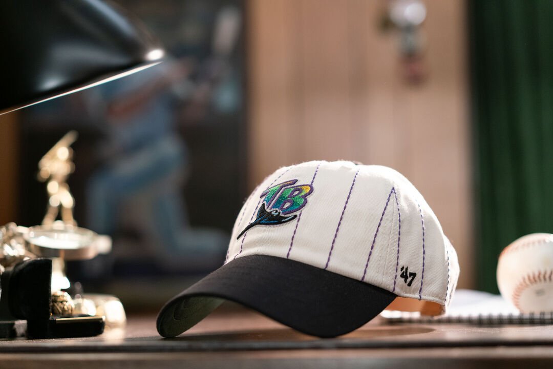 Tampa Bay Rays Rawlings '47 Brand Pinstripe Clean Up Hat - Image 6