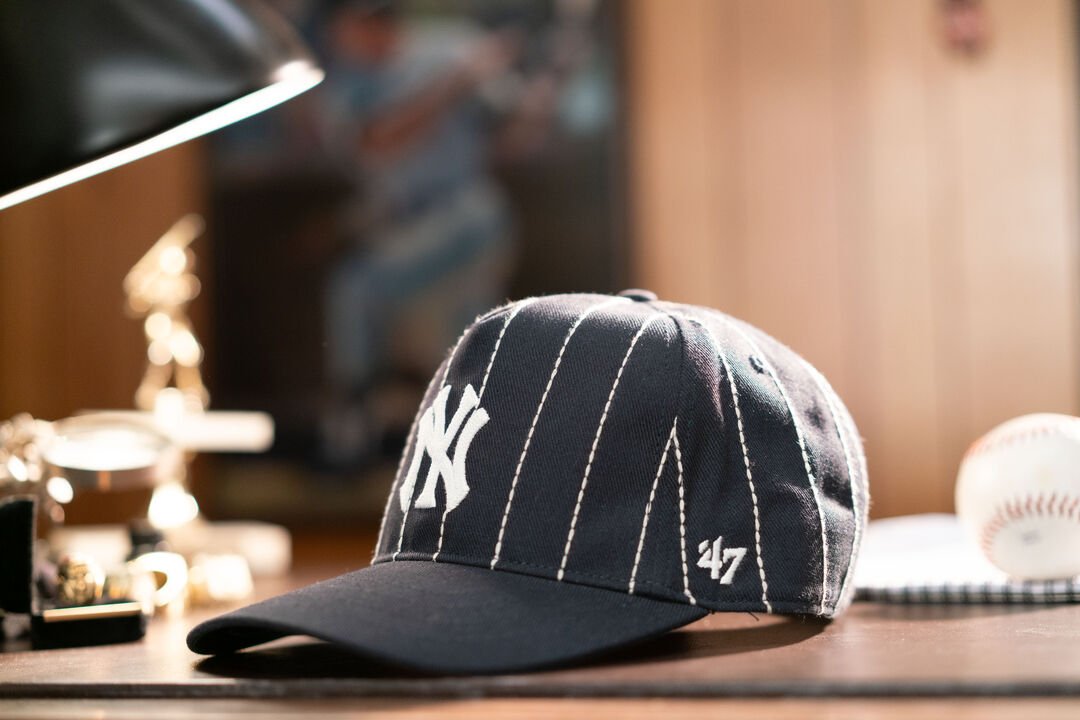 Los Angeles Dodgers Rawlings '47 Brand Pinstripe Hitch Hat - Image 8