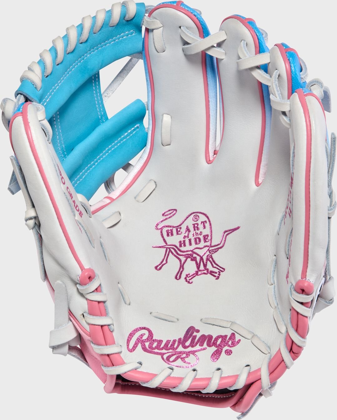 Exclusive Heart of the Hide 11.5-Inch Pink/Columbia Blue infield Glove Right Hand Throw - Image 4