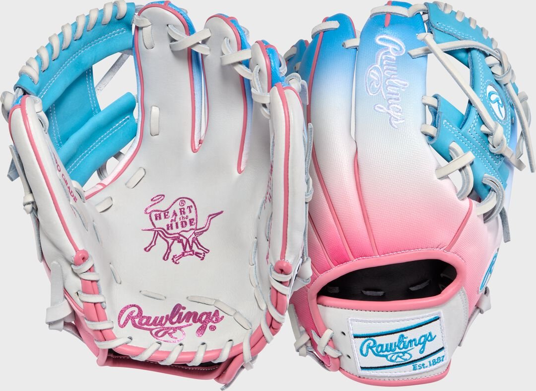 Exclusive Heart of the Hide 11.5-Inch Pink/Columbia Blue infield Glove Right Hand Throw