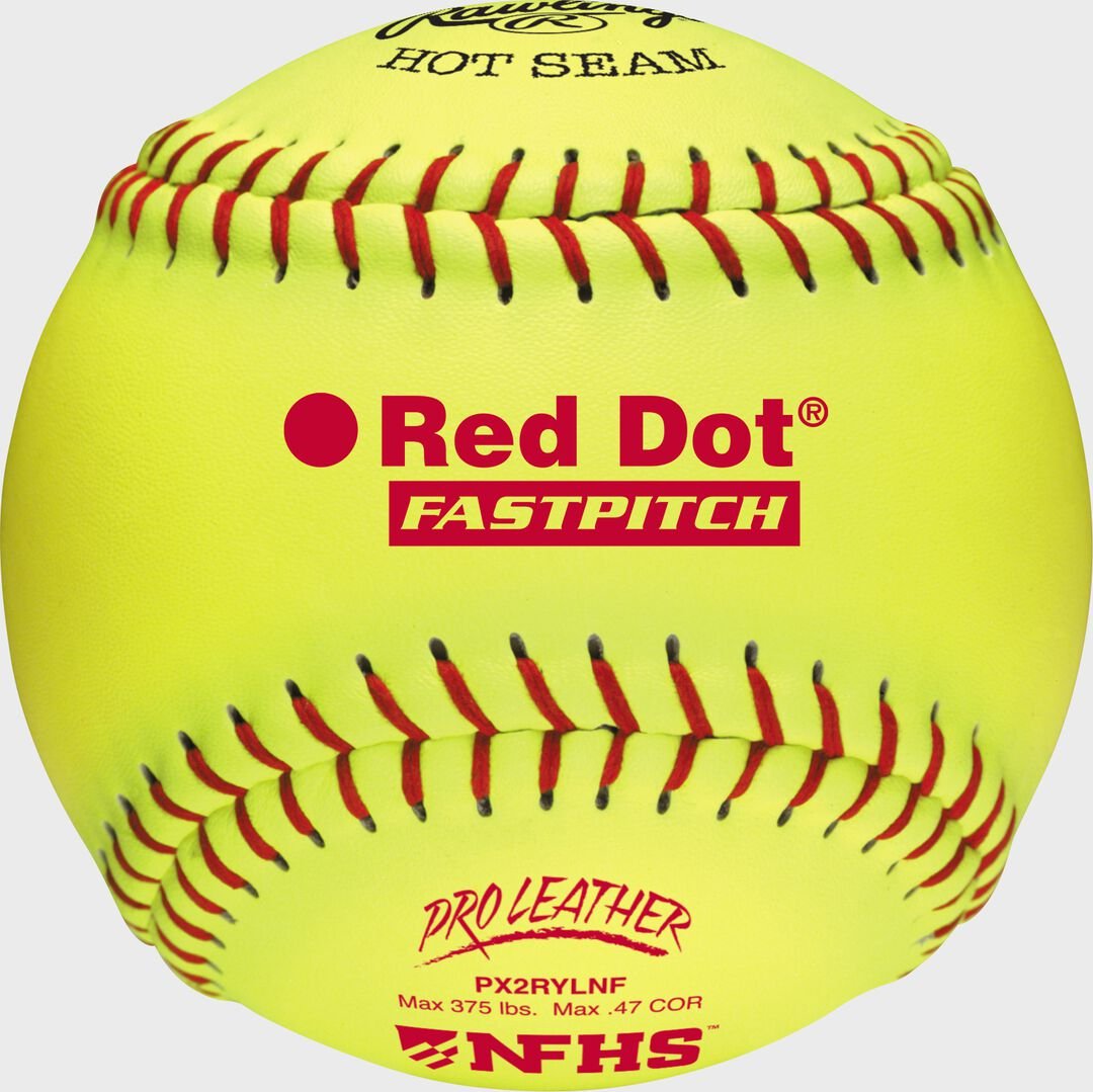 Rawlings 12-Inch Pro Leather Red Dot NFHS Fastpitch Softball Dozen