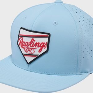 Rawlings Home Plate Performance Flat Bill Snapback Hat Light Blue