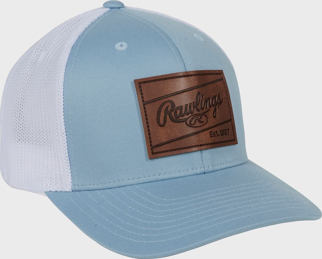 Rawlings Leather Patch Snapback Hat Light Blue - Image 3