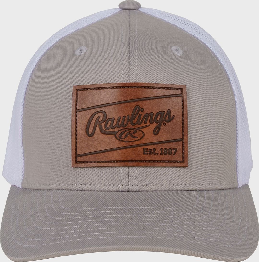 Rawlings Leather Patch Snapback Hat Gray - Image 2
