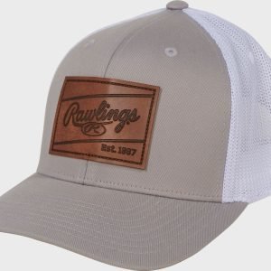 Rawlings Leather Patch Snapback Hat Gray