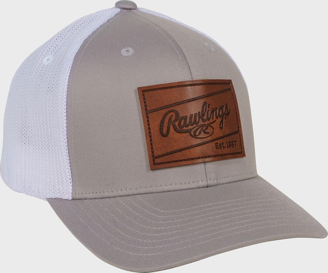 Rawlings Leather Patch Snapback Hat Gray - Image 3