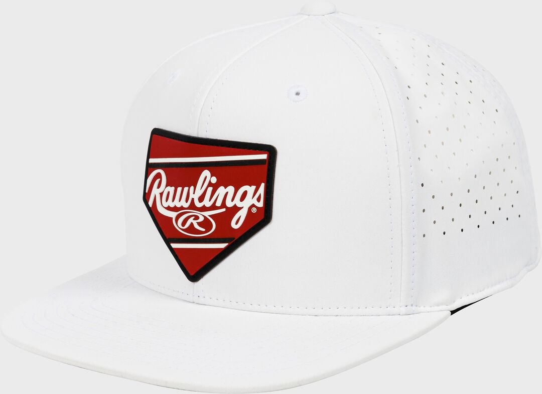 Rawlings White Home Plate Performance Flat Bill Snapback Hat