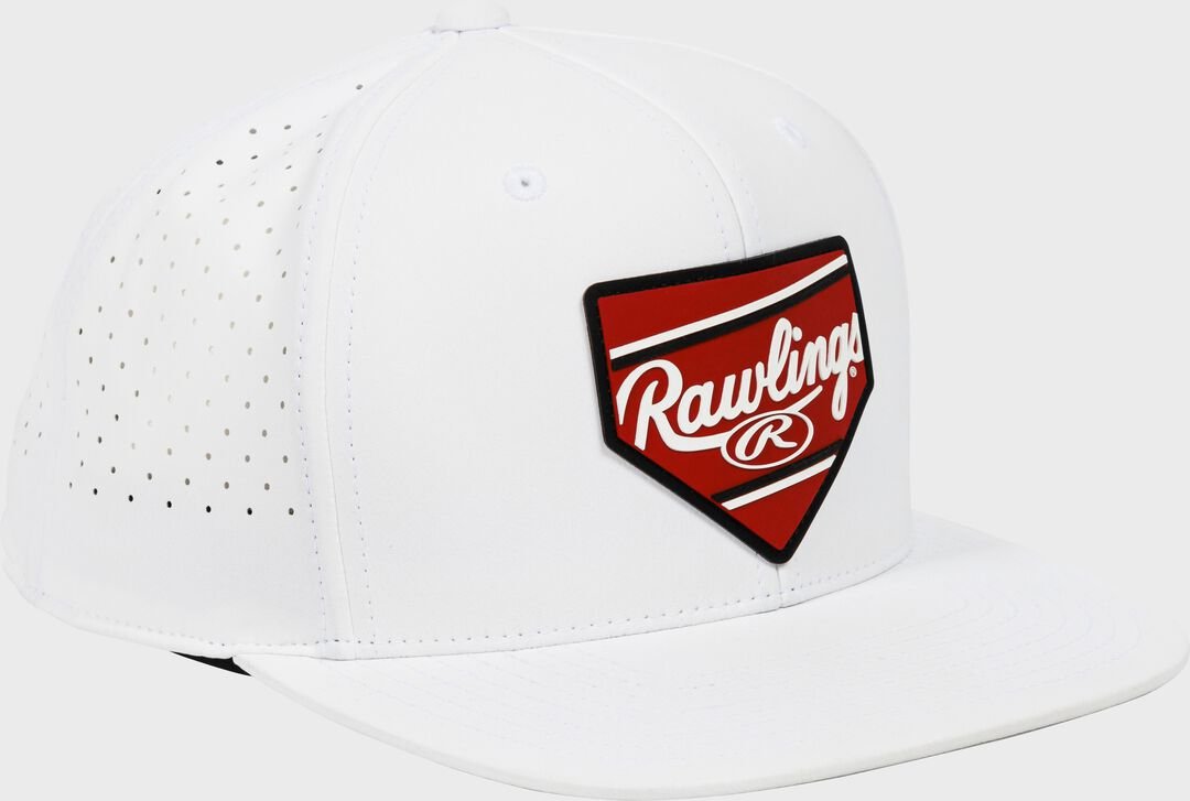 Rawlings White Home Plate Performance Flat Bill Snapback Hat - Image 3