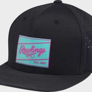 Rawlings Black Performance Flat Bill Snapback Hat