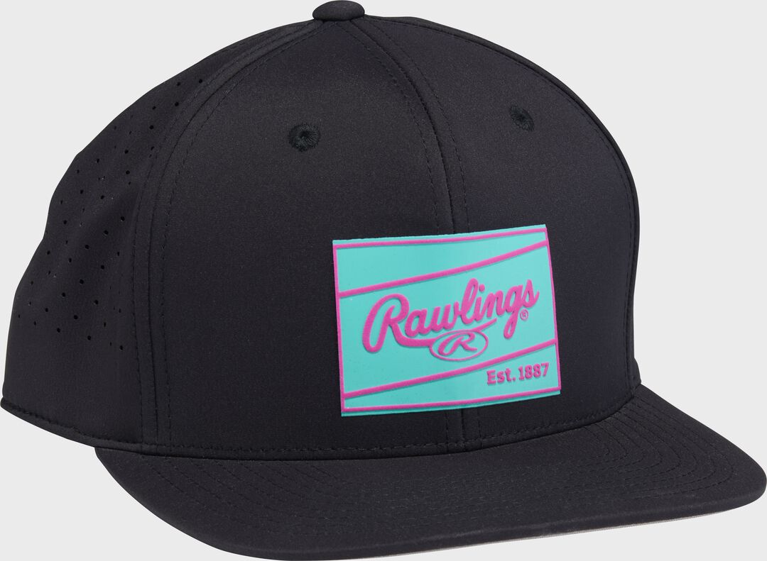 Rawlings Black Performance Flat Bill Snapback Hat - Image 3