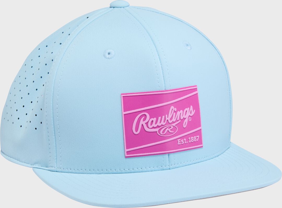 Rawlings Light Blue Performance Flat Bill Snapback Hat - Image 3