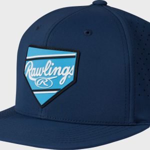 Rawlings Home Plate Performance Flat Bill Snapback Hat Navy