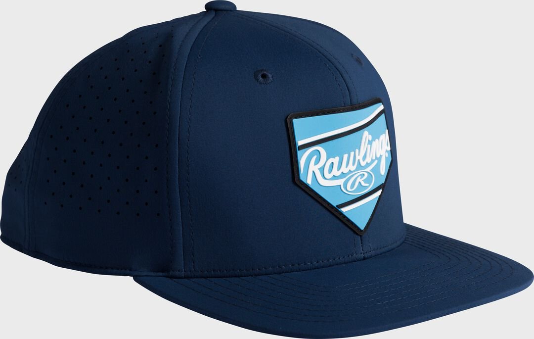 Rawlings Home Plate Performance Flat Bill Snapback Hat Navy - Image 3